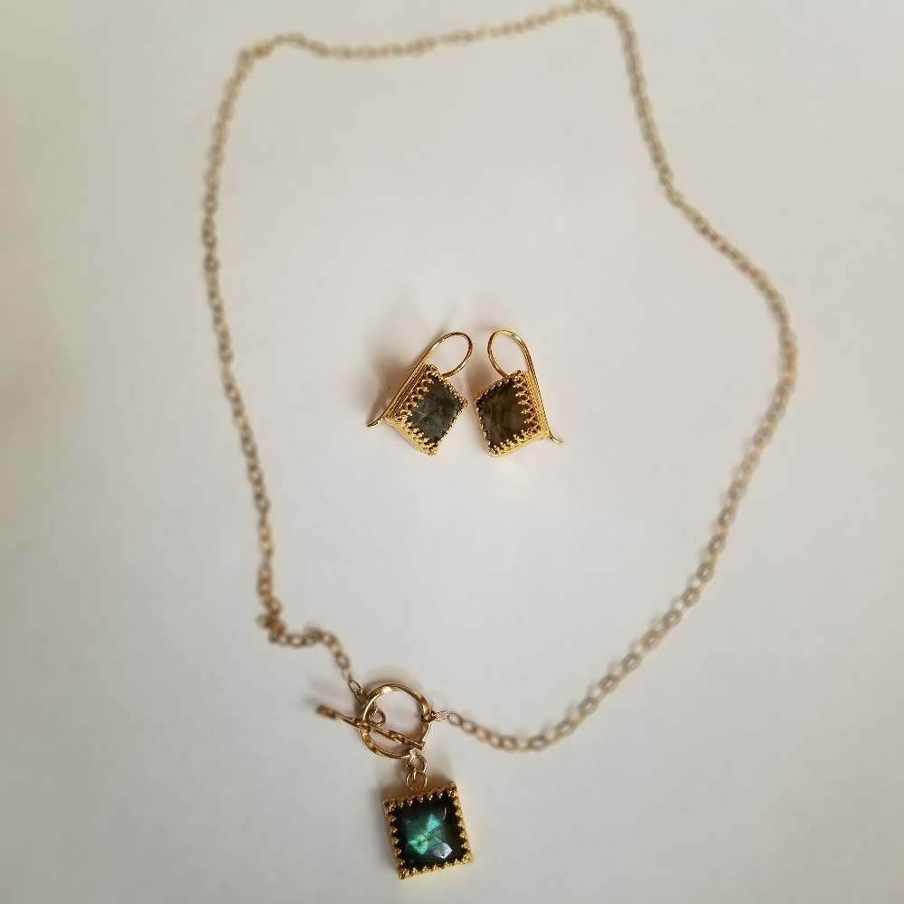 Gold filled necklace and earrings
